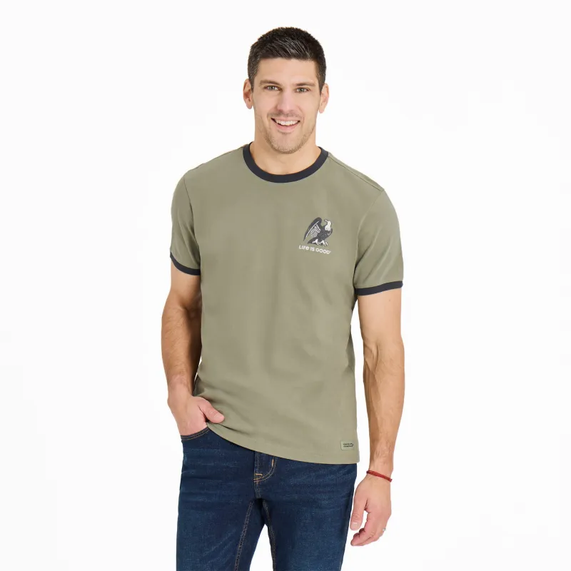 Men's Living the Dream Eagle Classic Crusher Ringer Tee sold by Life is Good