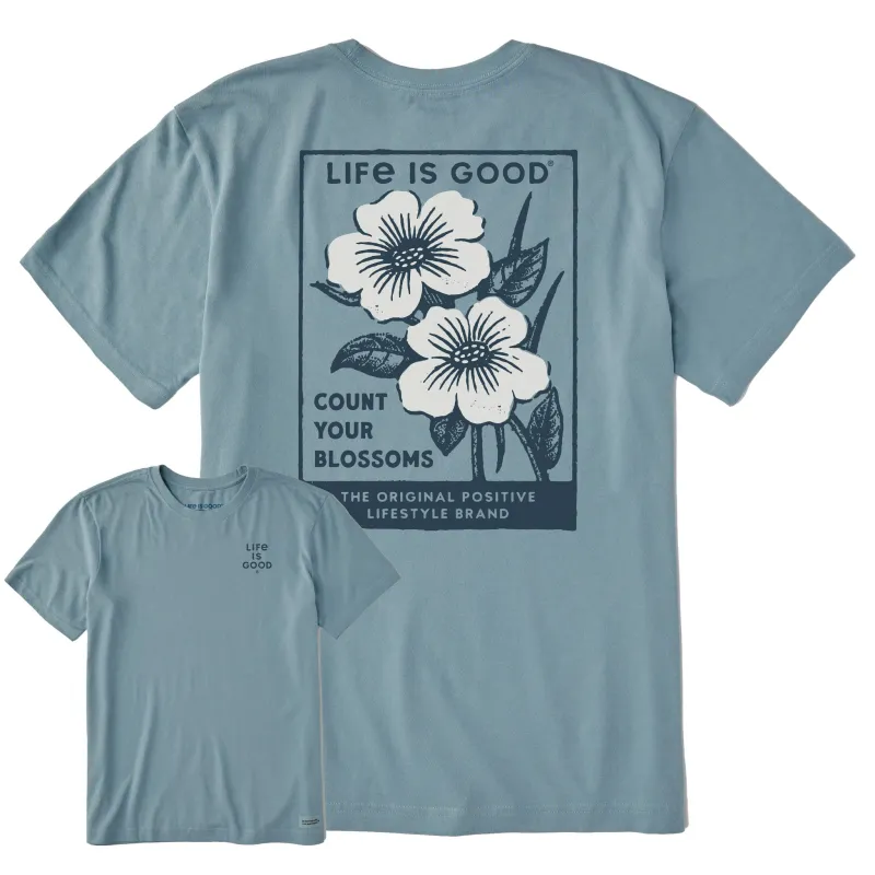 Men's Count Your Blossoms Stamp Short Sleeve Crusher Tee sold by Life is Good