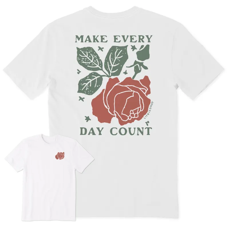 Men's Make Every Day Count Rose Short Sleeve Crusher Tee sold by Life is Good