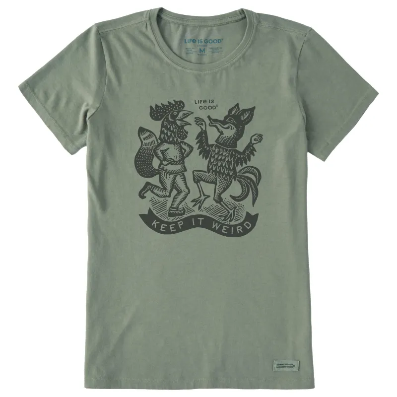 Women's Keep it Weird Chicken Fox Short Sleeve Crusher Tee sold by Life is Good