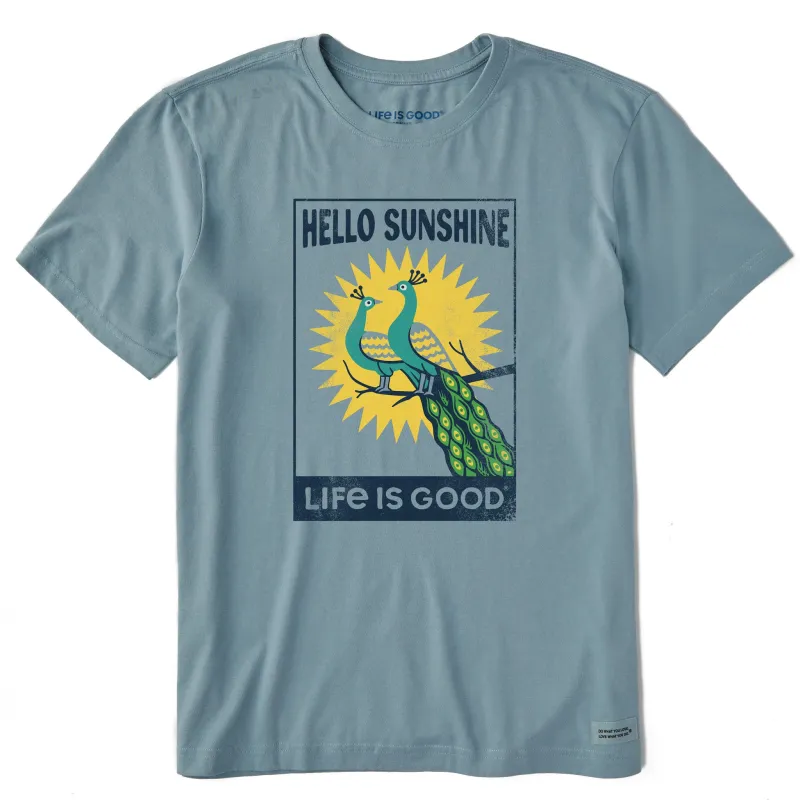 Men's Hello Sunshine Peacock Short Sleeve Crusher Tee sold by Life is Good