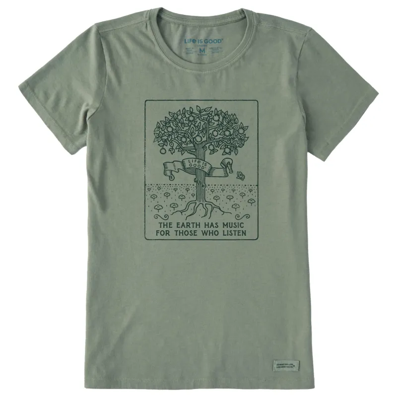 Women's The Earth Has Music Trees Short Sleeve Crusher Tee sold by Life is Good