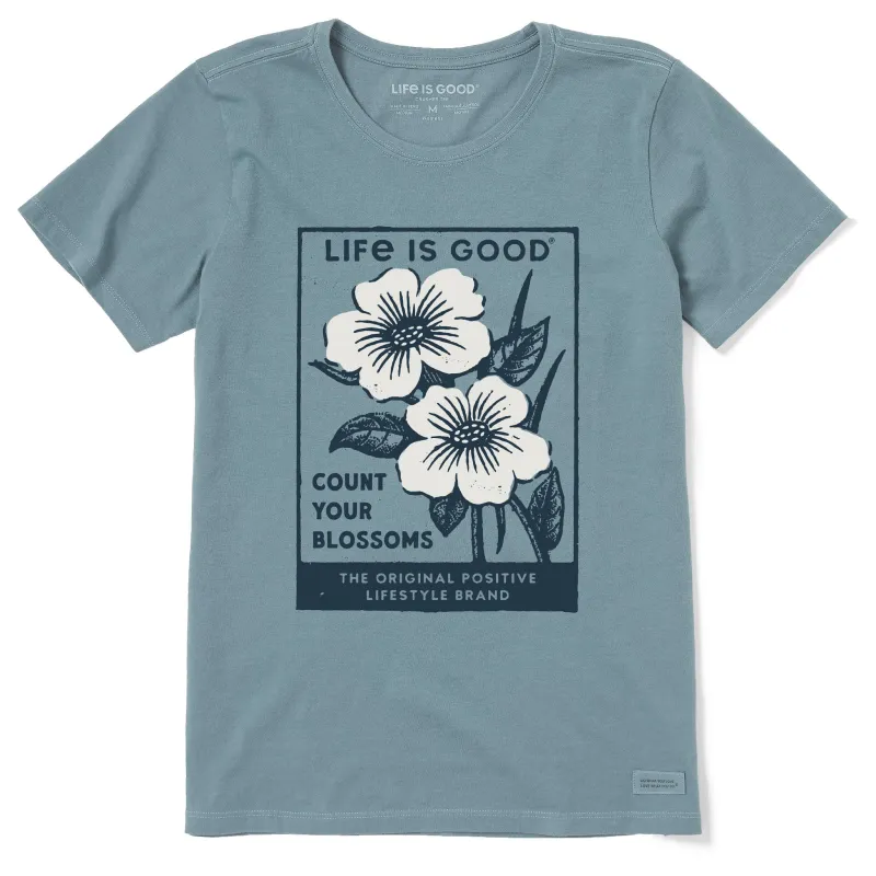 Women's Count Your Blossoms Stamp Short Sleeve Crusher Tee sold by Life is Good