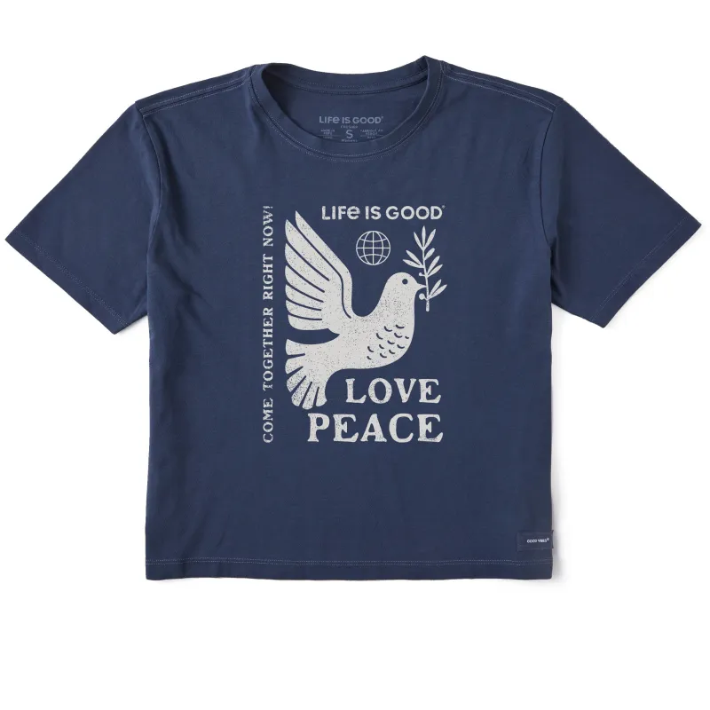 Women's Love Peace Short Sleeve Crusher Boxy Tee sold by Life is Good