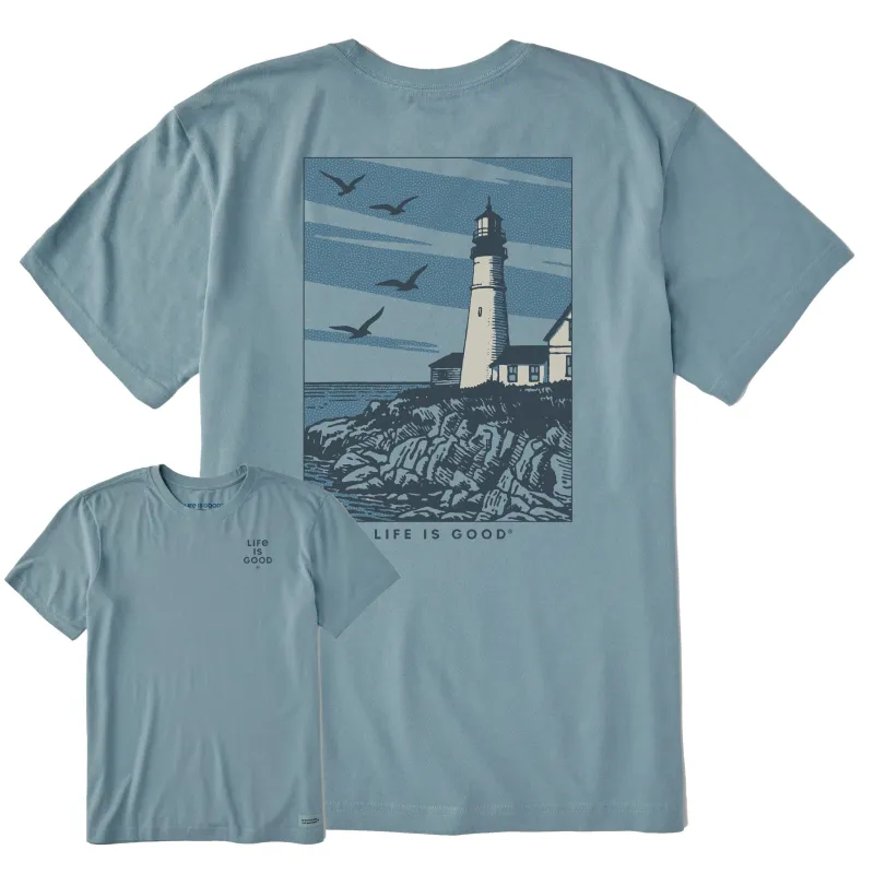 Men's Seagull Lighthouse Short Sleeve Crusher Tee sold by Life is Good