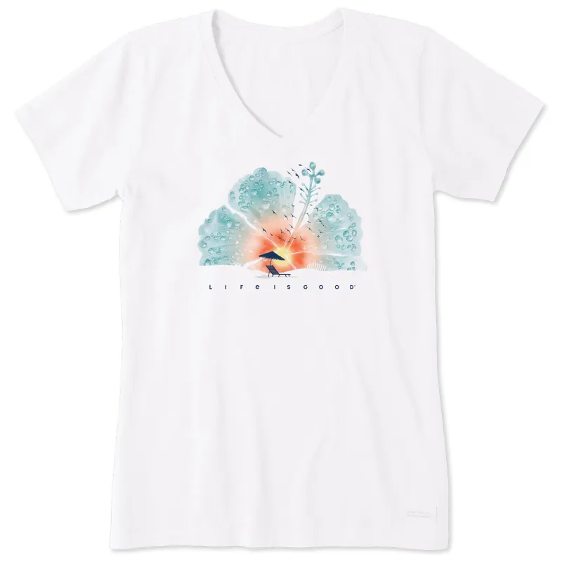 Women's Hibiscus Beach Short Sleeve Crusher Vee sold by Life is Good