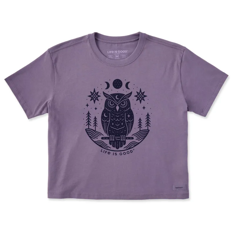 Women's Witchy Owl Short Sleeve Crusher Boxy Tee sold by Life is Good