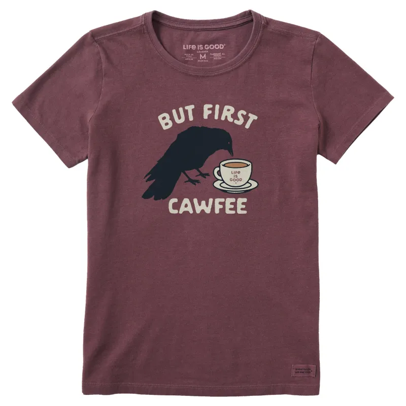 Women's But first Cawfee Short Sleeve Crusher Tee sold by Life is Good