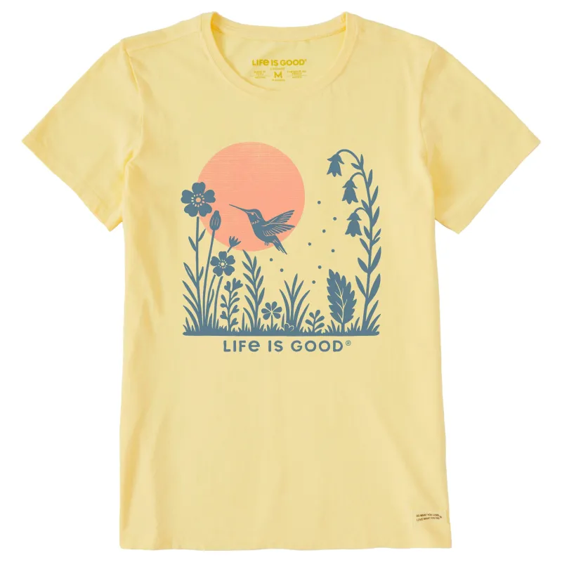 Women's Hummingbird Sunrise Short Sleeve Crusher Tee sold by Life is Good