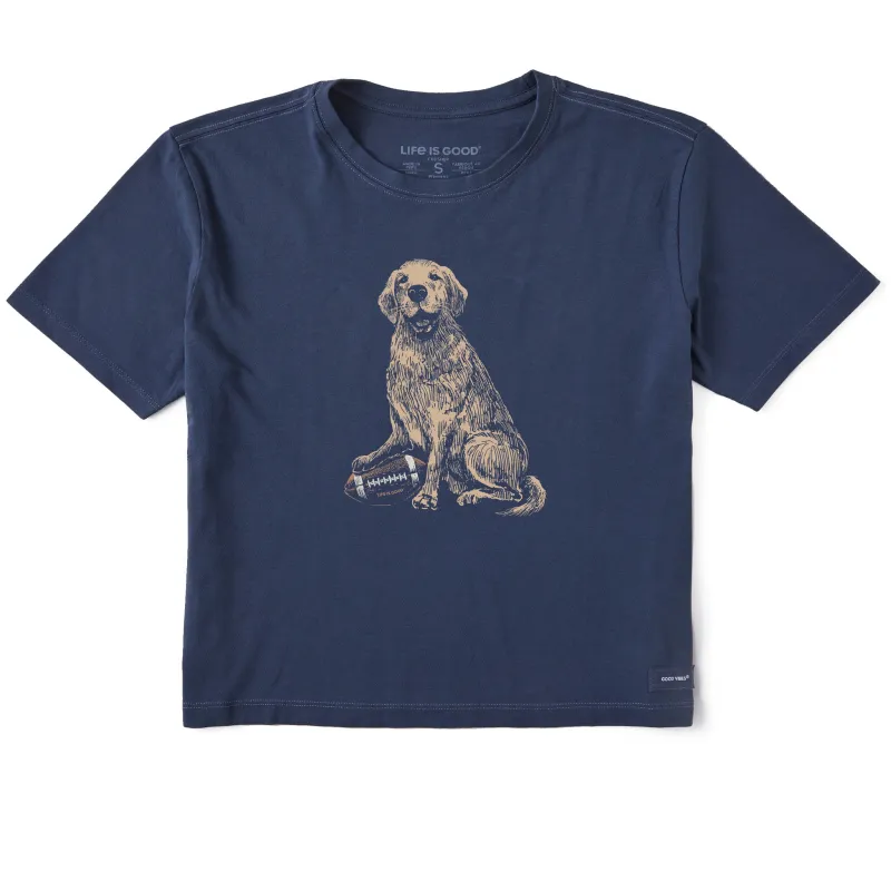 Women's Golden Football Short Sleeve Crusher Boxy Tee sold by Life is Good