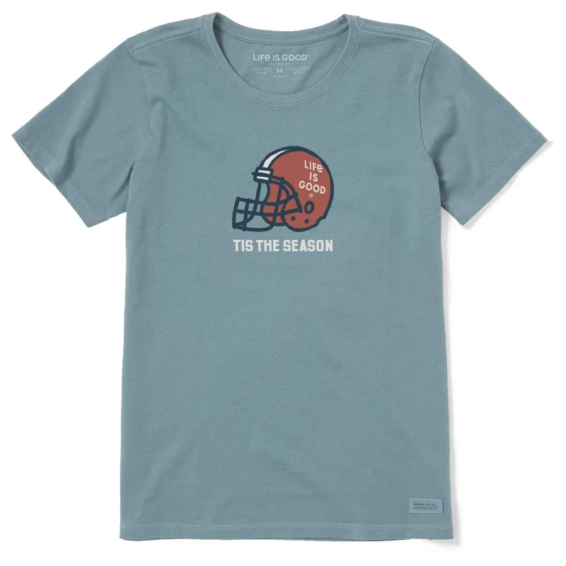 Women's Tis the Season Big Helmet Short Sleeve Crusher Tee sold by Life is Good