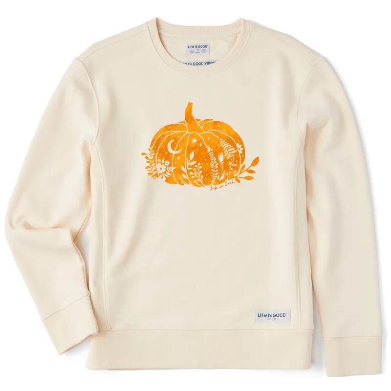 Women's Pumpkin Floral Simply True Fleece Crew sold by Life is Good