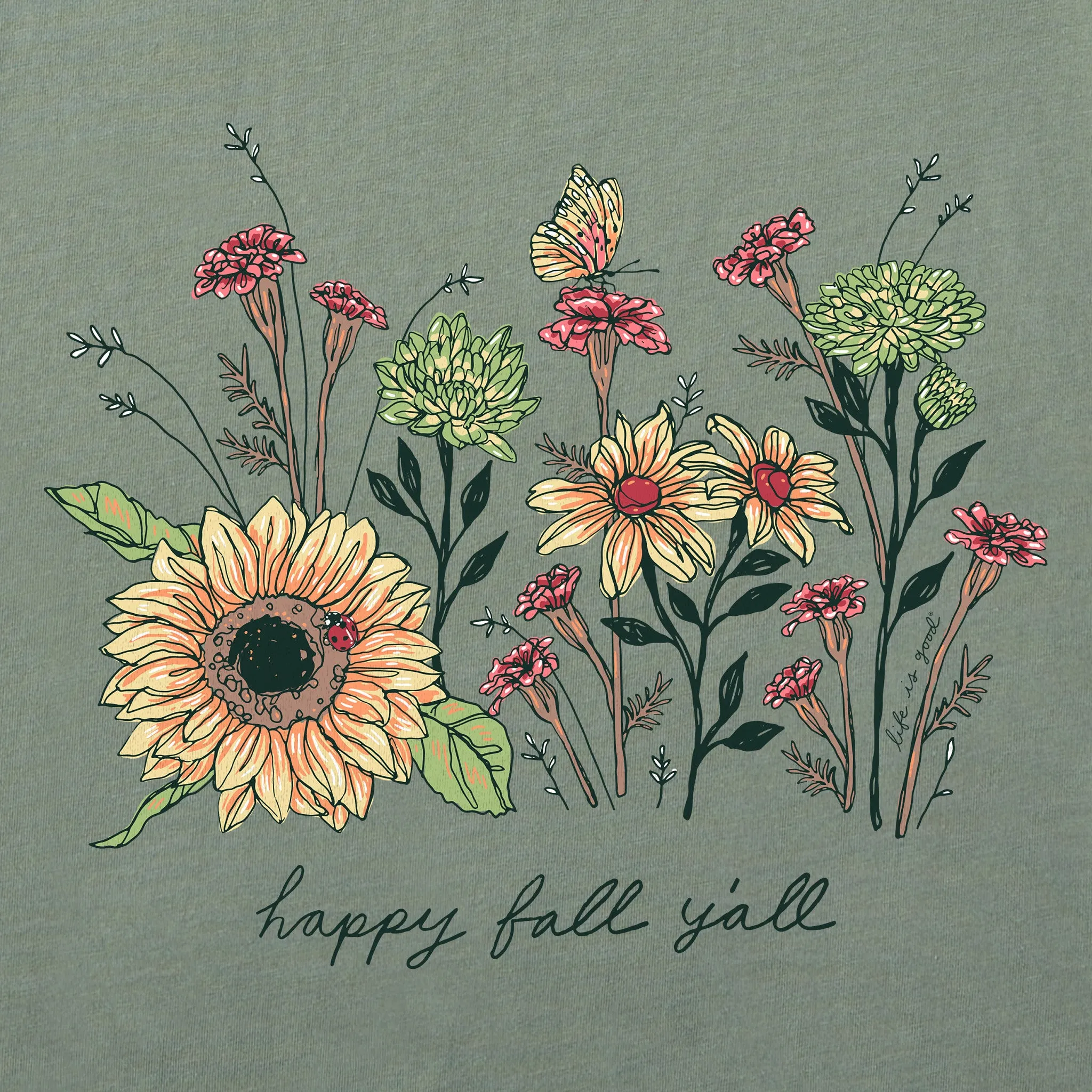 Women's Happy Fall Flowers Long Sleeve Crusher Tee sold by Life is Good product image thumbnail 2