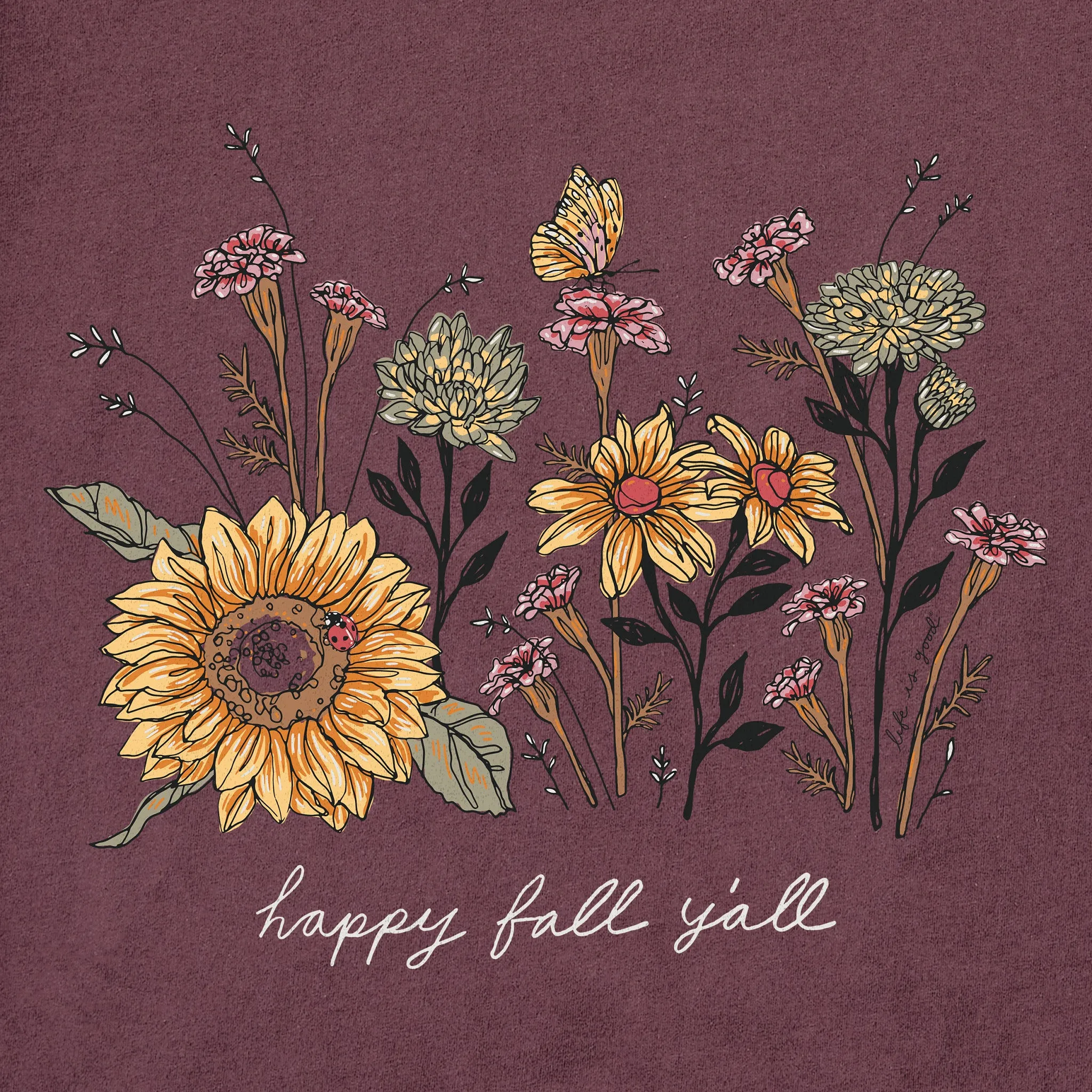 Women's Happy Fall Flowers Long Sleeve Crusher Tee sold by Life is Good product image thumbnail 4