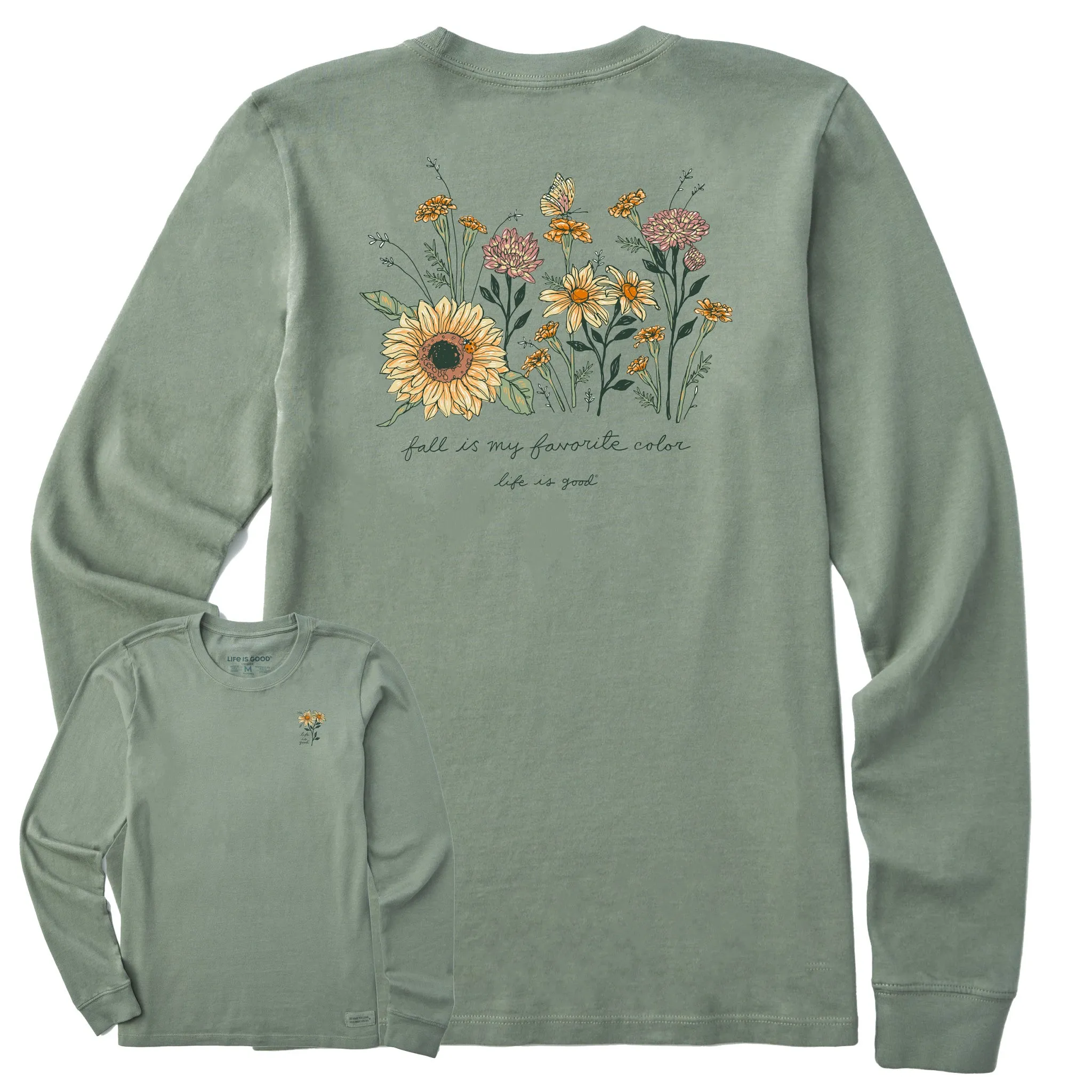 Women's Fall Favorite Color Flowers Long Sleeve Crusher Tee sold by Life is Good product image thumbnail 4