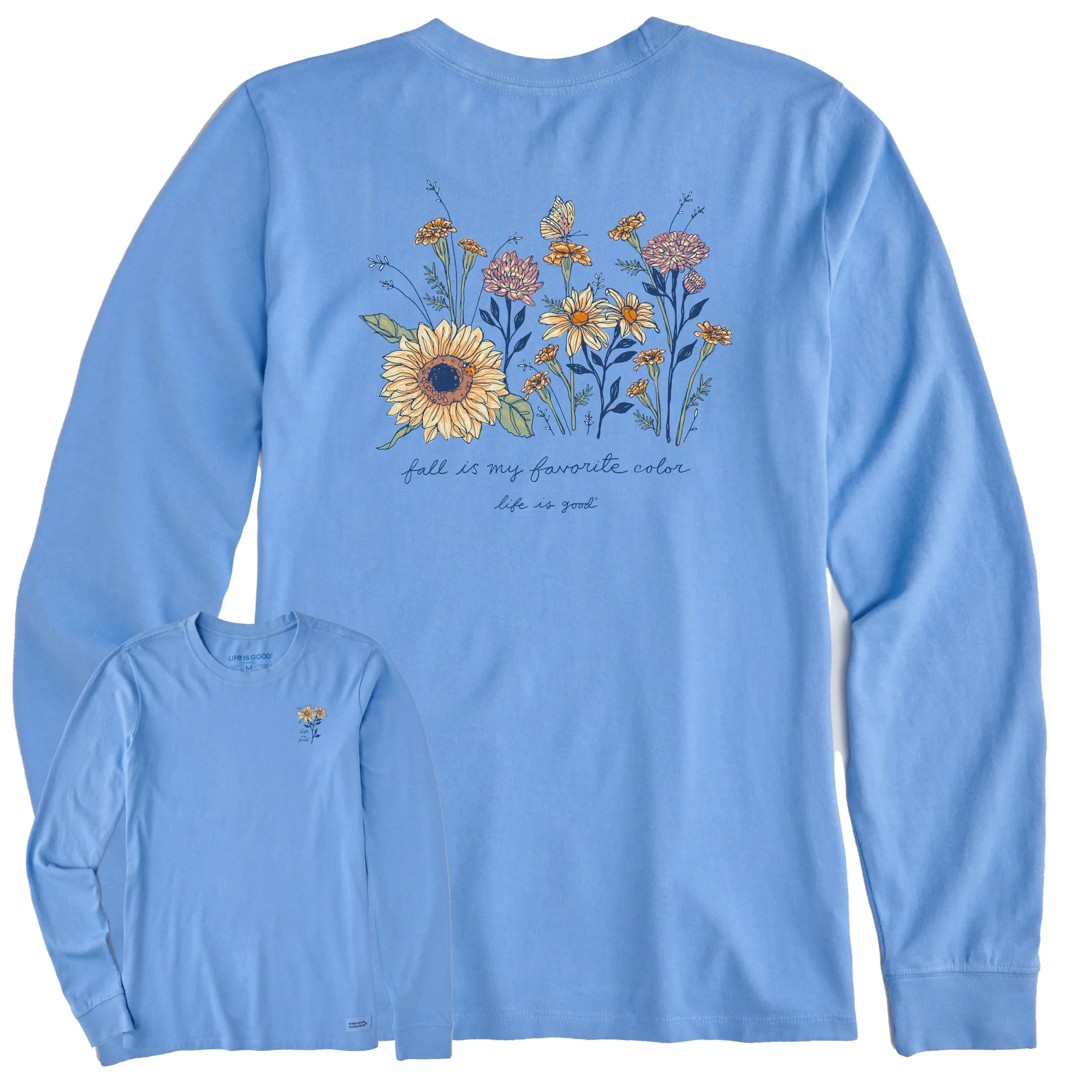 Women's Fall Favorite Color Flowers Long Sleeve Crusher Tee sold by Life is Good