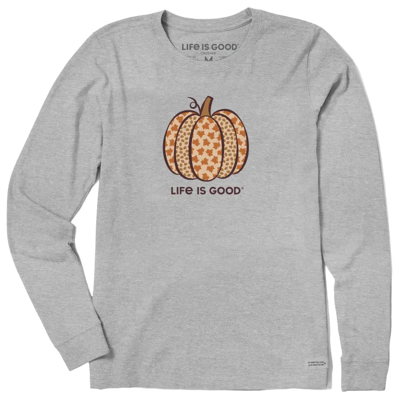 Women's Fall Pattern Pumpkin Long Sleeve Crusher Tee sold by Life is Good