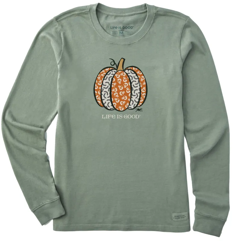 Women's Skull & Bats Pumpkin Long Sleeve Crusher Tee made by Life is Good