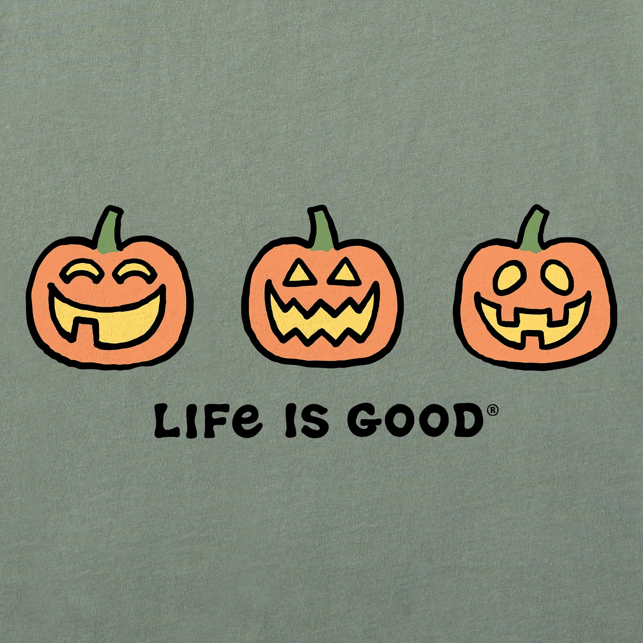 Women's Three Jack O'Lanterns Long Sleeve Crusher Vee sold by Life is Good product image thumbnail 2