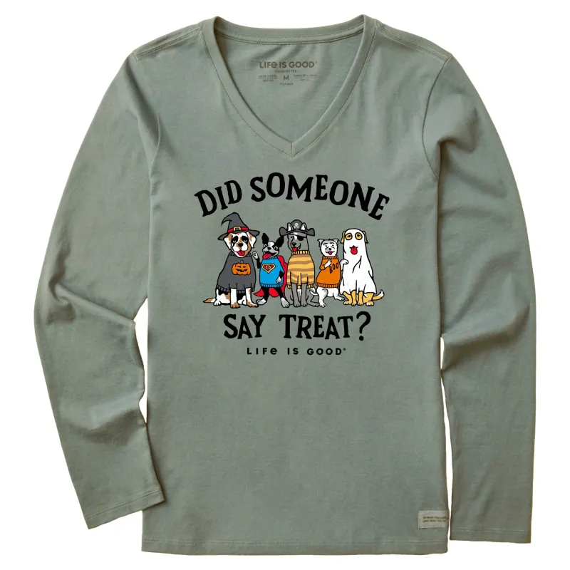 Women's Did Someone Say Treat? Long Sleeve Crusher Vee made by Life is Good