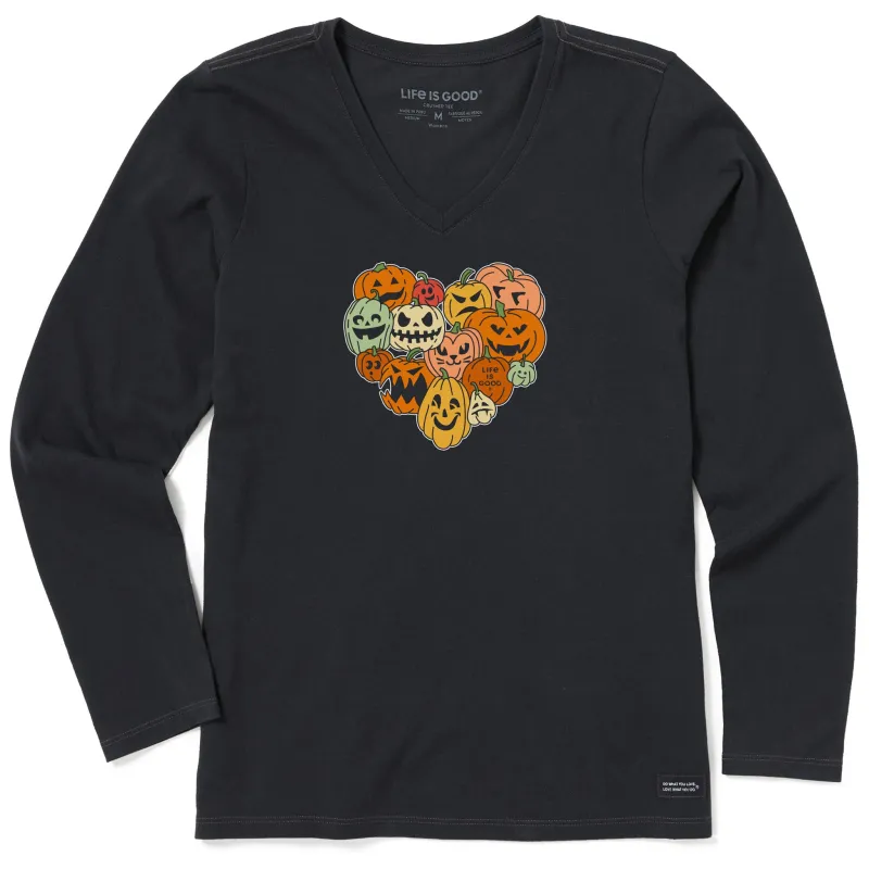 Women's Pumpkin Heart Long Sleeve Crusher Vee sold by Life is Good