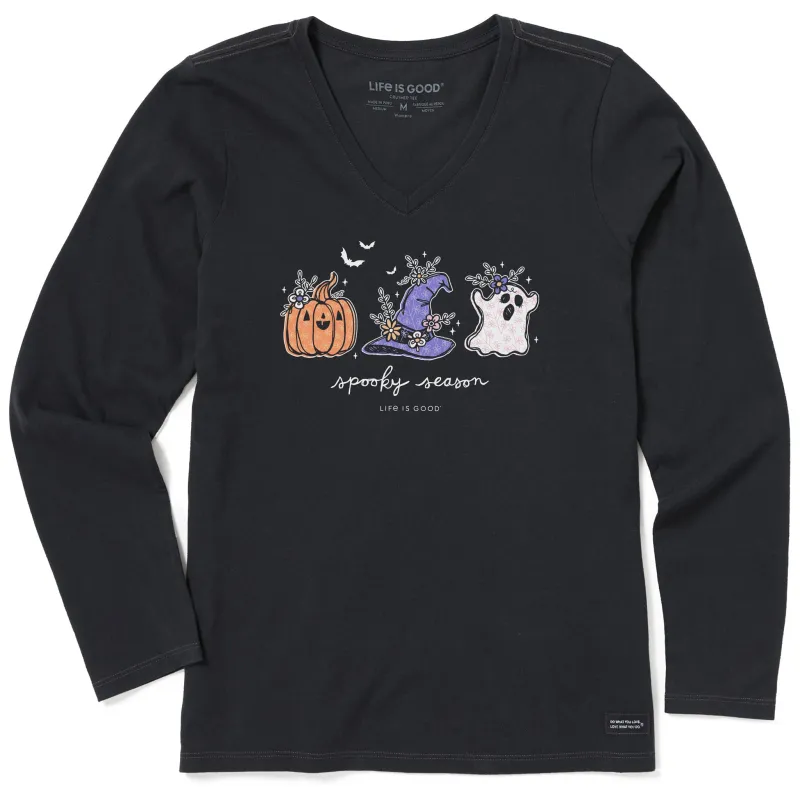 Women's Spooky Season Doodles Long Sleeve Crusher Vee made by Life is Good