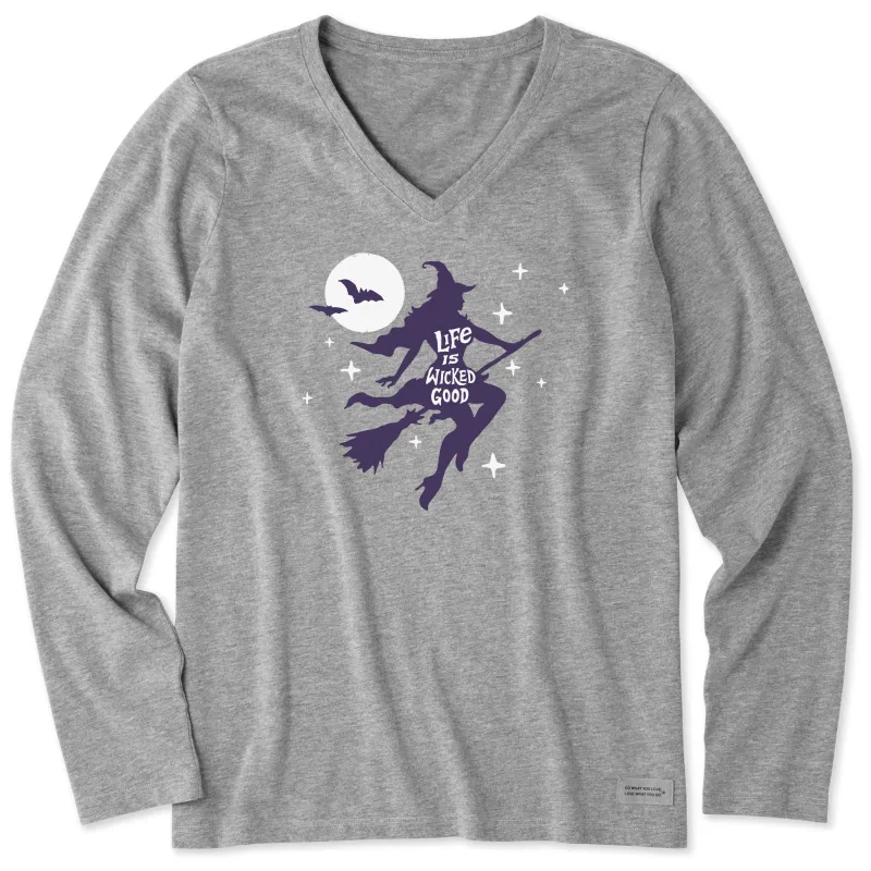 Women's Life is Wicked Good Long Sleeve Crusher Vee sold by Life is Good