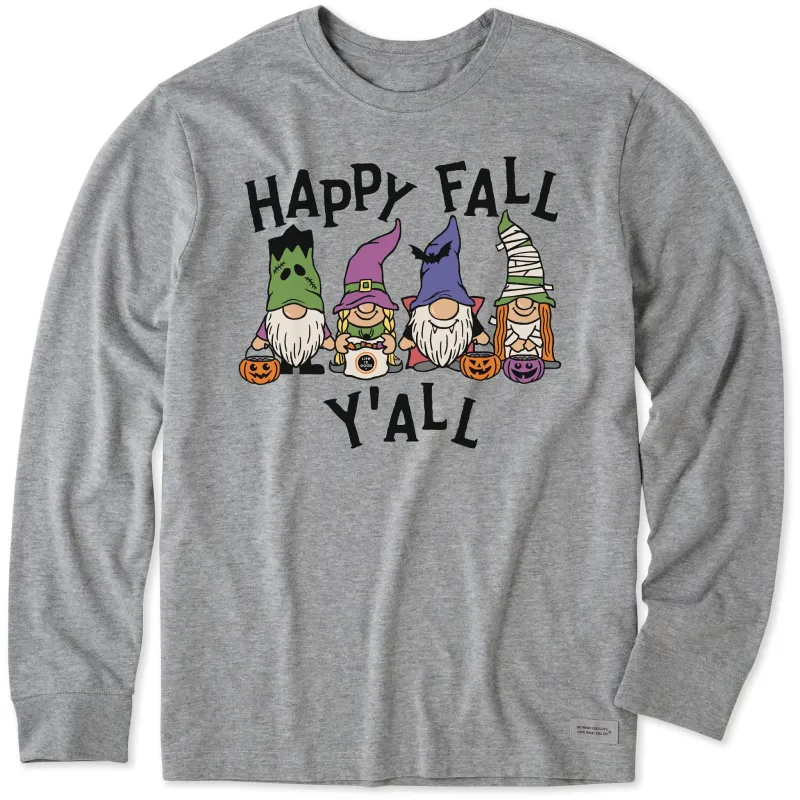 Men's Happy Fall Y'All Halloween Gnomes Long Sleeve Crusher Tee sold by Life is Good