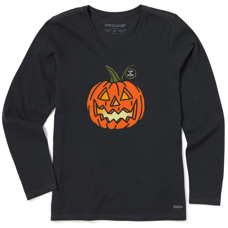 Women's Jack O'Lantern Long Sleeve Crusher Vee made by Life is Good