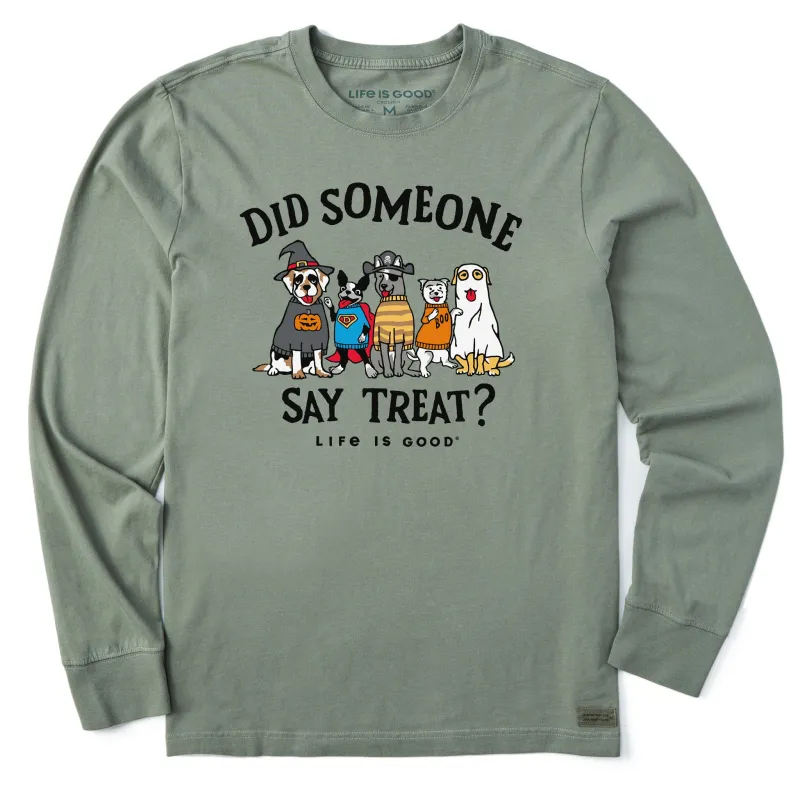 Men's Did Someone Say Treat? Long Sleeve Crusher Tee sold by Life is Good