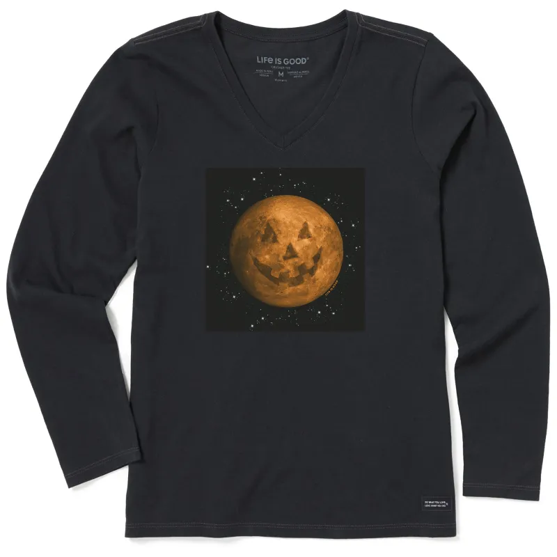 Women's Celestial Jack-O-Moon Long Sleeve Crusher Vee made by Life is Good