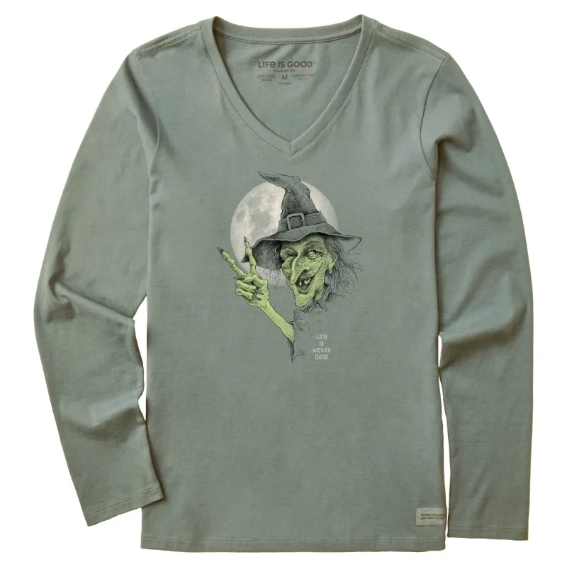 Women's Wicked Good Witch Long Sleeve Crusher Vee sold by Life is Good