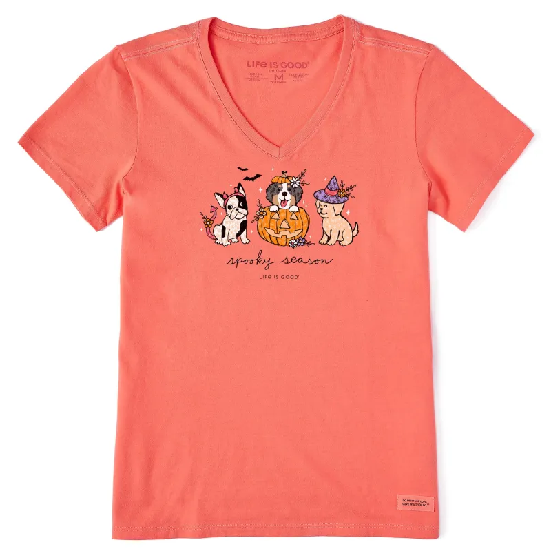 Women's Spooky Season Pups Short Sleeve Crusher Vee sold by Life is Good