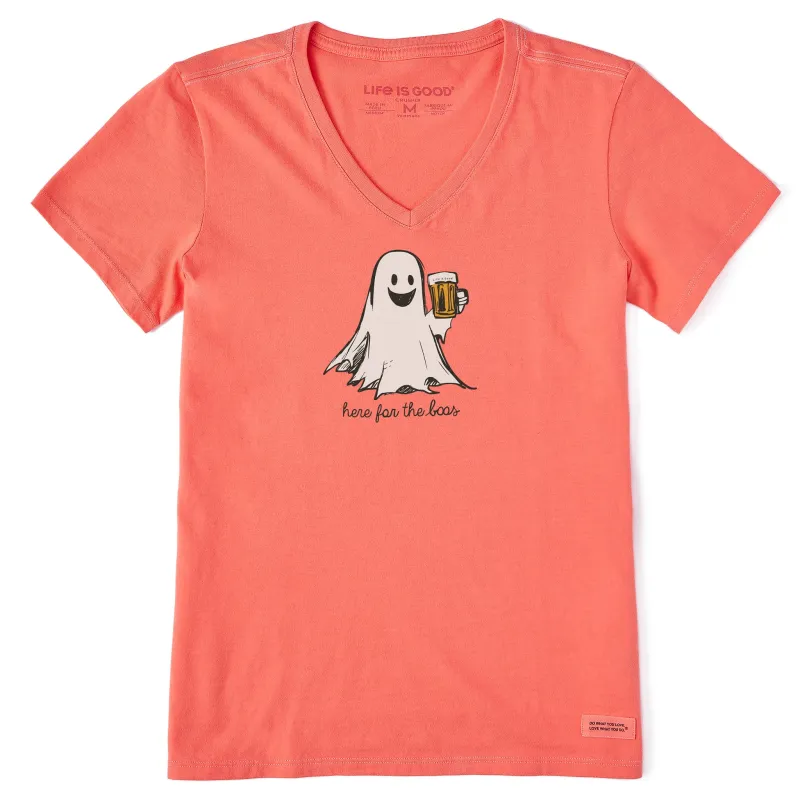 Women's Here for the Boos Ghost Short Sleeve Crusher Vee sold by Life is Good