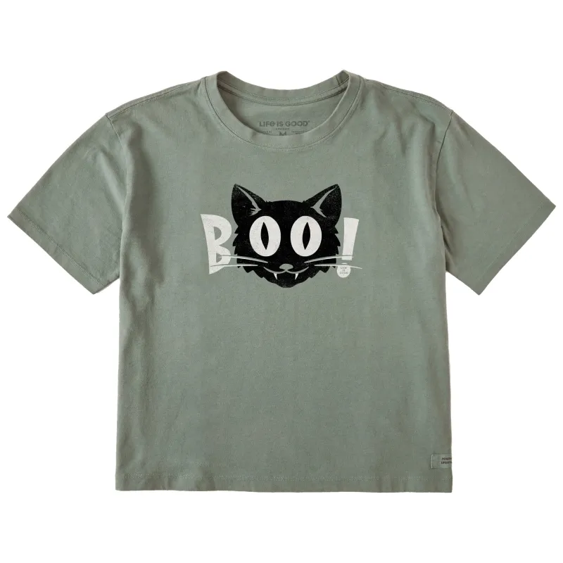 Women's Boo Cat Short Sleeve Crusher Boxy Tee sold by Life is Good