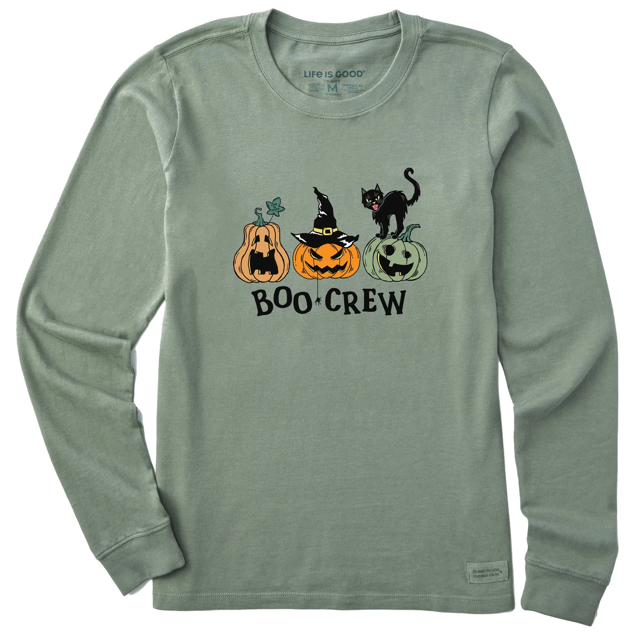 Women's Pumpkins Boo Crew Long Sleeve Crusher Tee sold by Life is Good product image thumbnail 3