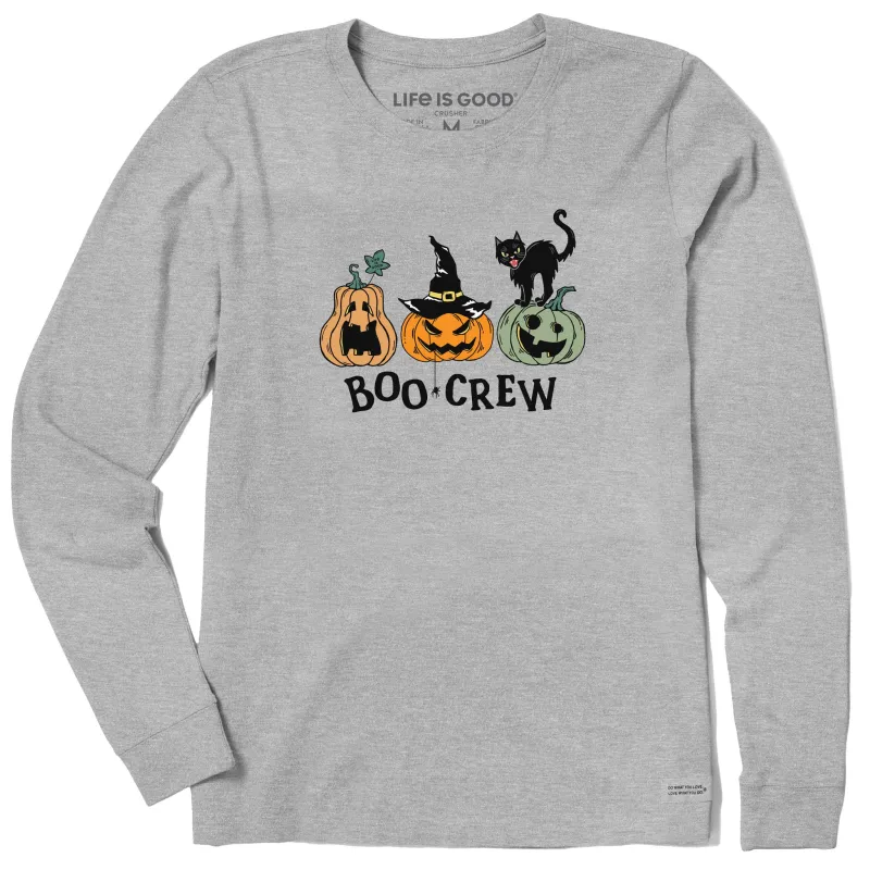 Women's Pumpkins Boo Crew Long Sleeve Crusher Tee sold by Life is Good