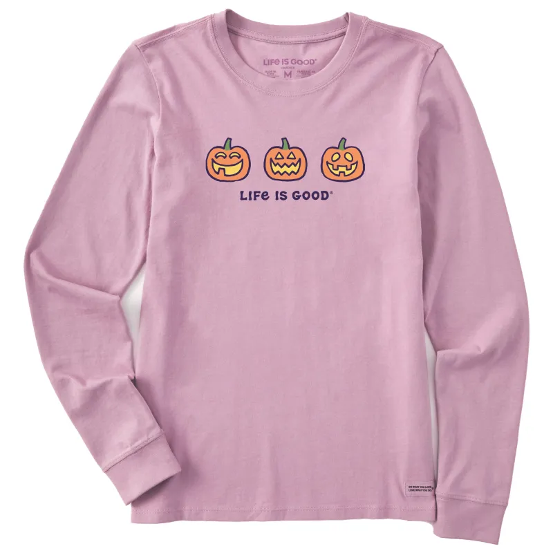 Women's Three Jack O'Lanterns Long Sleeve Crusher Tee sold by Life is Good