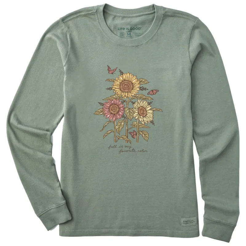 Women's Fall is my Favorite Sunflowers Long Sleeve Crusher Tee made by Life is Good