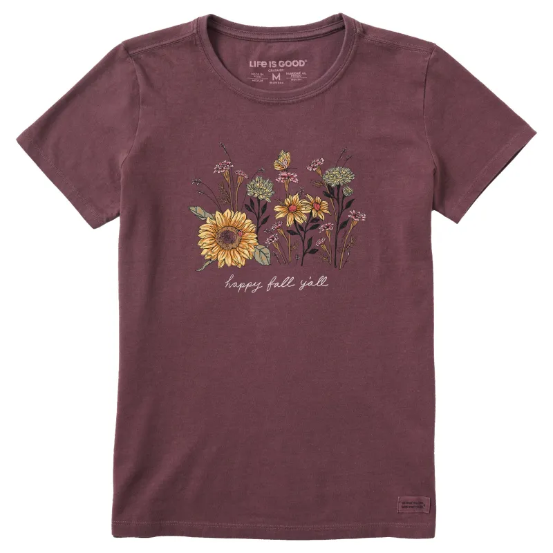 Women's Happy Fall Flowers Short Sleeve Crusher Tee sold by Life is Good