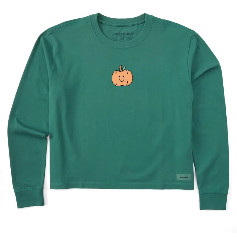 Women's Happy Pumpkin Long Sleeve Crusher Boxy Tee sold by Life is Good