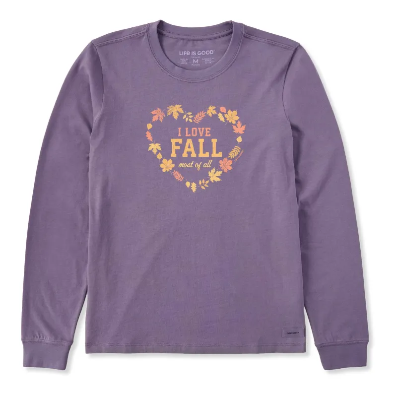 Women's I Love Fall Heart Long Sleeve Crusher Tee sold by Life is Good