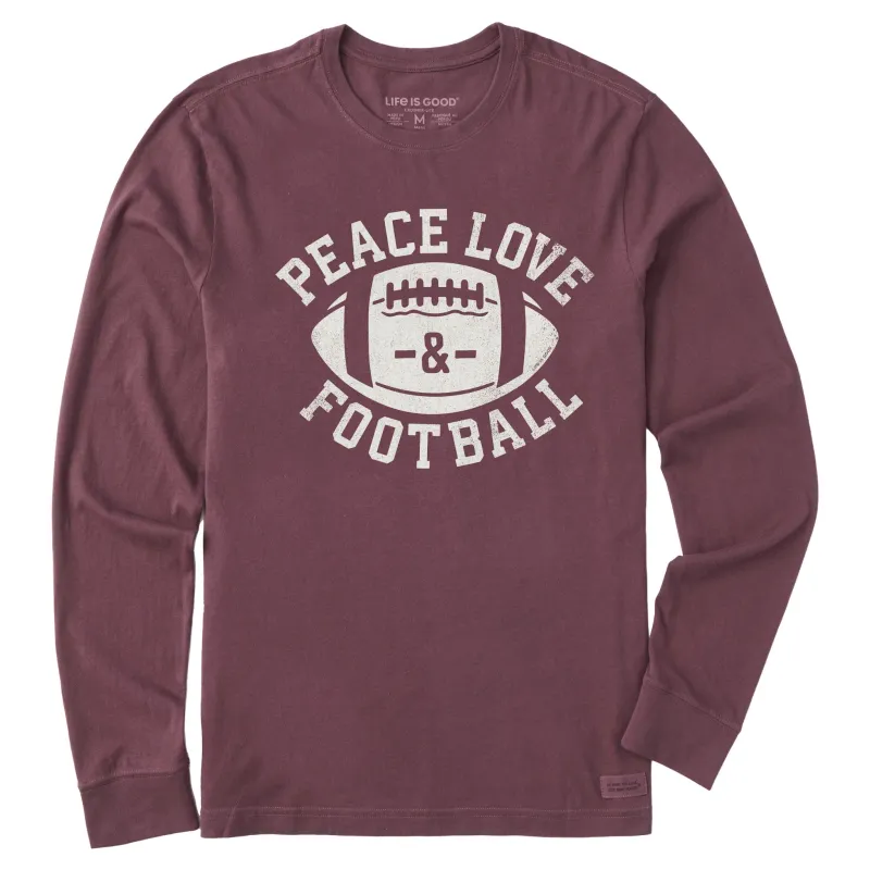 Men's Peace Love Football Long Sleeve Crusher Tee sold by Life is Good