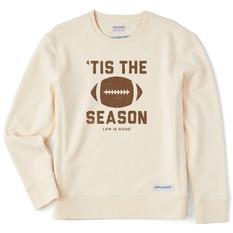 Women's Tis The Football Season Simply True Fleece Crew sold by Life is Good