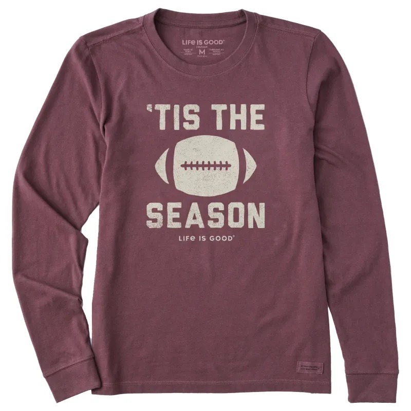 Women's Tis The Football Season Long Sleeve Crusher Tee sold by Life is Good
