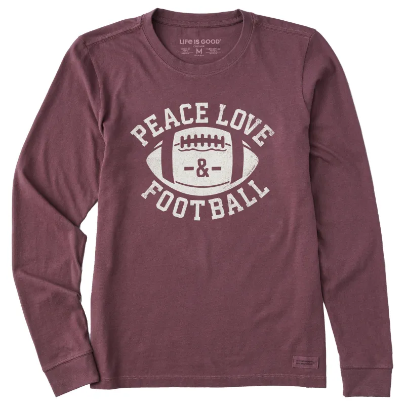 Women's Peace Love Football Long Sleeve Crusher Tee sold by Life is Good