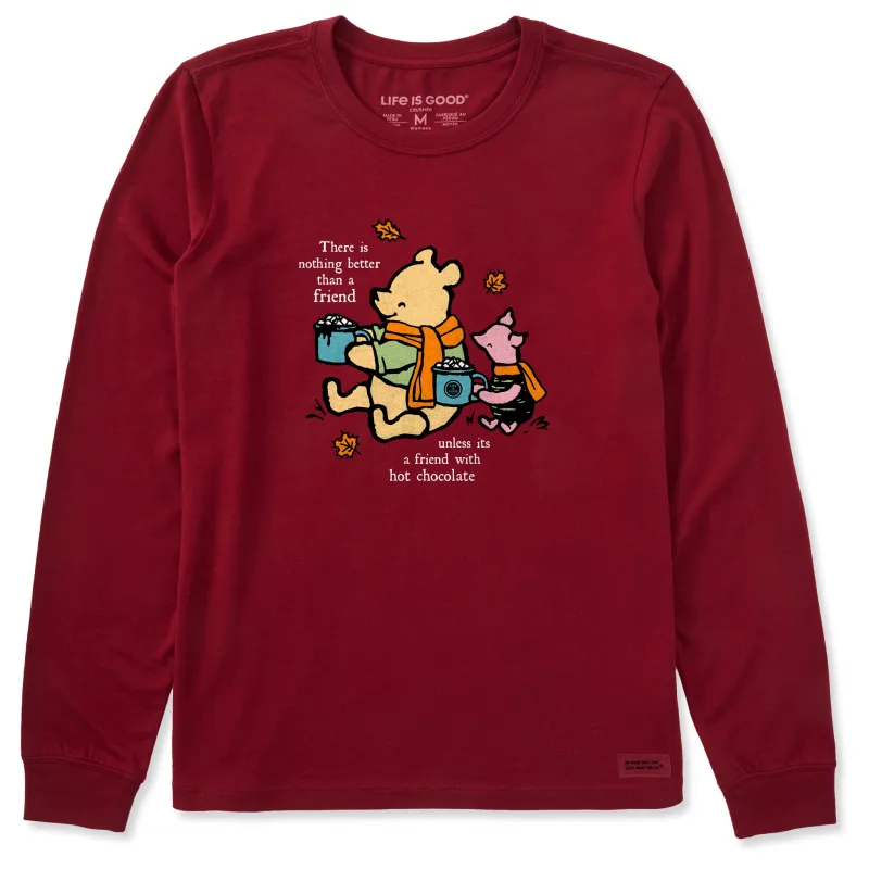 Women's Winnie and P Hot Cocoa Friends Long Sleeve Crusher Tee sold by Life is Good