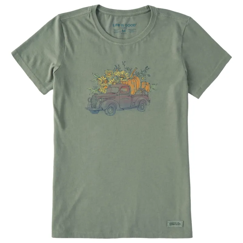 Women's Pumpkin Truck Short Sleeve Crusher Tee sold by Life is Good
