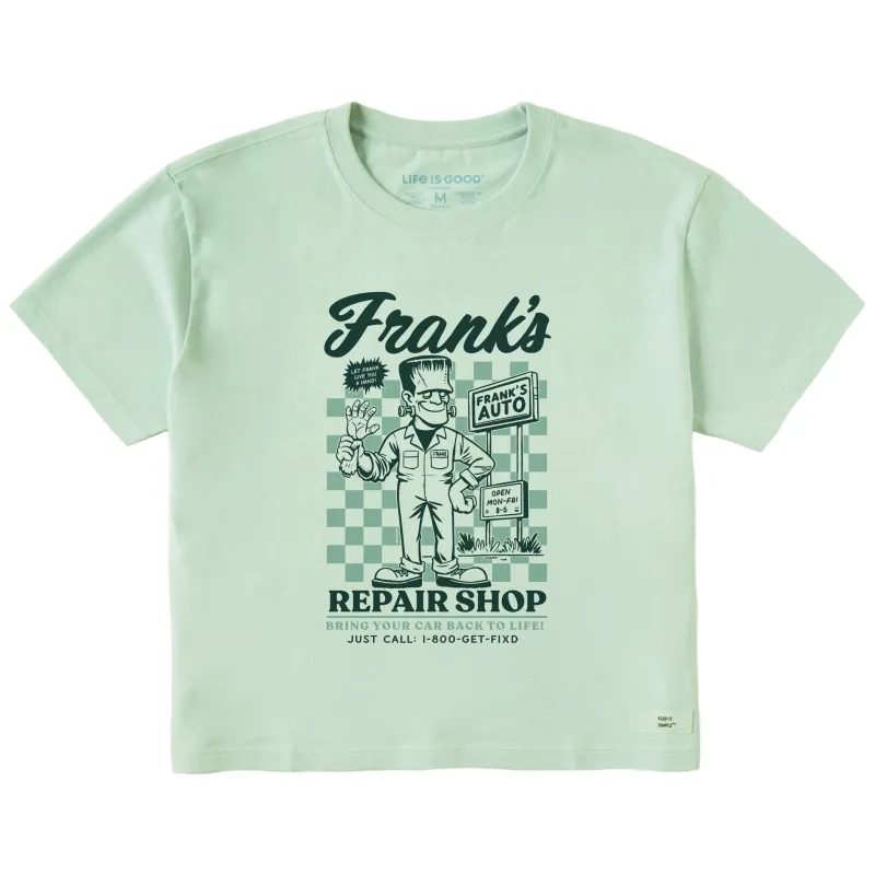 Women's Frank's Repair Shop Short Sleeve Crusher Boxy Tee sold by Life is Good