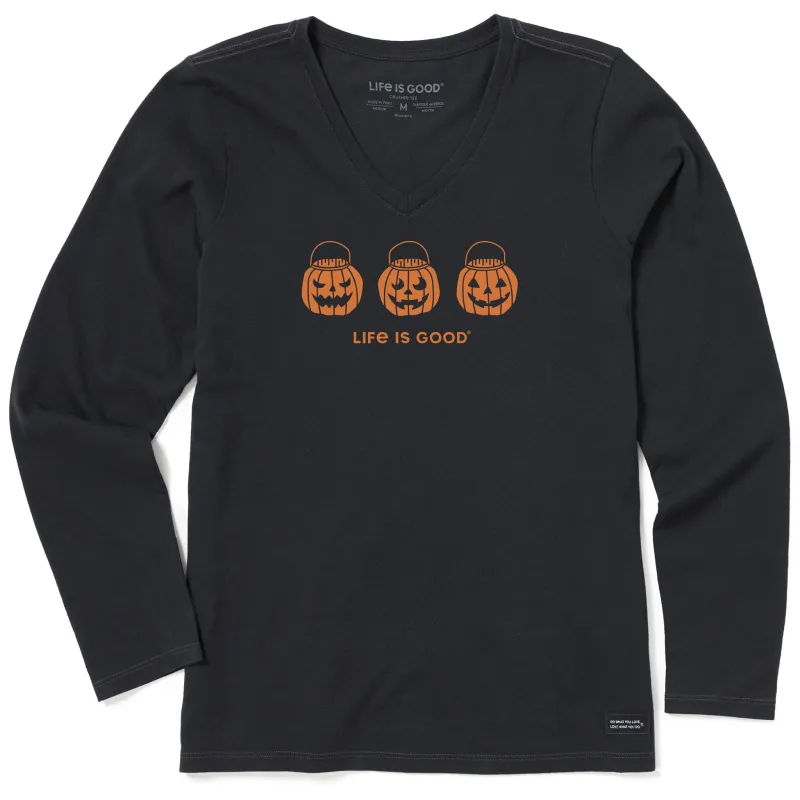 Women's Jack O Lantern Trio Long Sleeve Crusher Vee sold by Life is Good